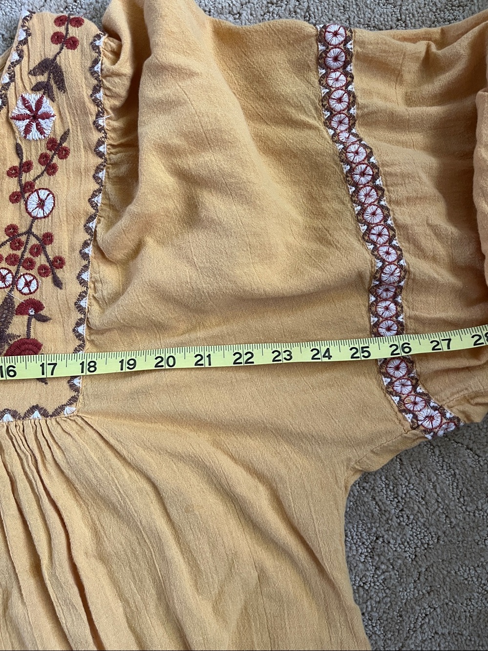 Boho Mustard Embroidered Peasant Top - Brand: Max Studio - Picture 8 of 10